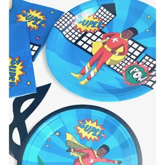 Anna + Pookie 9" Red Super Hero Paper Party Plates 8 Ct. image {2}