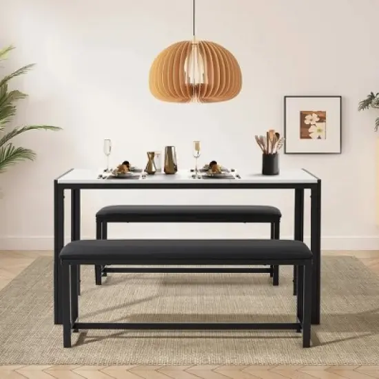 EROMMY Space-Saving Dining Table Set,Featuring a Stylish Faux Marble or Wood Grain Table with Modern Chairs image {6}