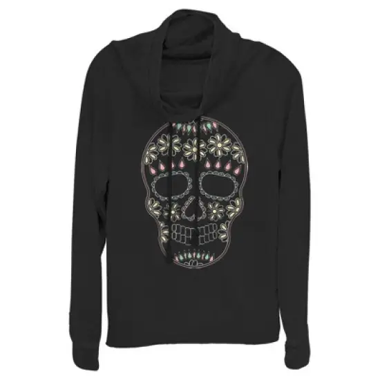 Junior's Lost Gods Halloween Sugar Skull Cowl Neck Sweatshirt image {3}