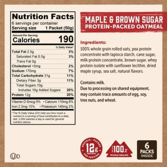 Kodiak Protein-Packed Instant Oatmeal Maple & Brown Sugar - 6ct image {5}