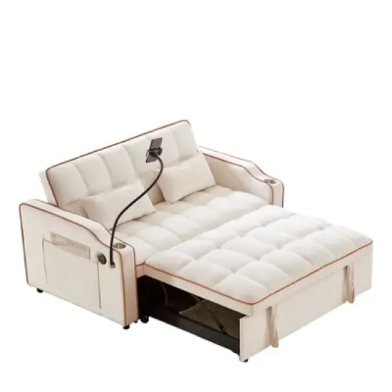 NicBex Modern Pull Out Sofa Bed Convertible Sofa Couch with Adjustable Back, USB Port and Swivel Phone Stand for Living Room image {5}