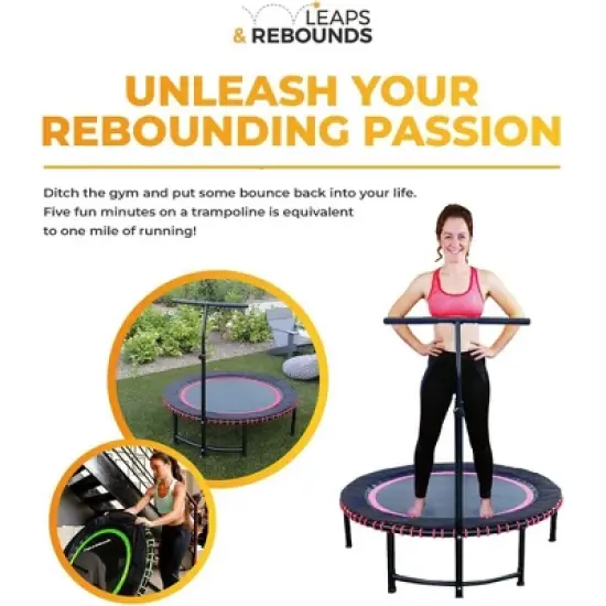 LEAPS & REBOUNDS 40" Adjustable Height Steel Stabilizer Bar Attachment for All Mini Fitness Workout Trampolines, Accessory Only image {2}
