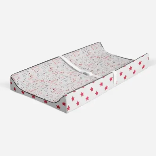 Bacati - Baseball Red/Gray Muslin Changing Pad Cover image {1}