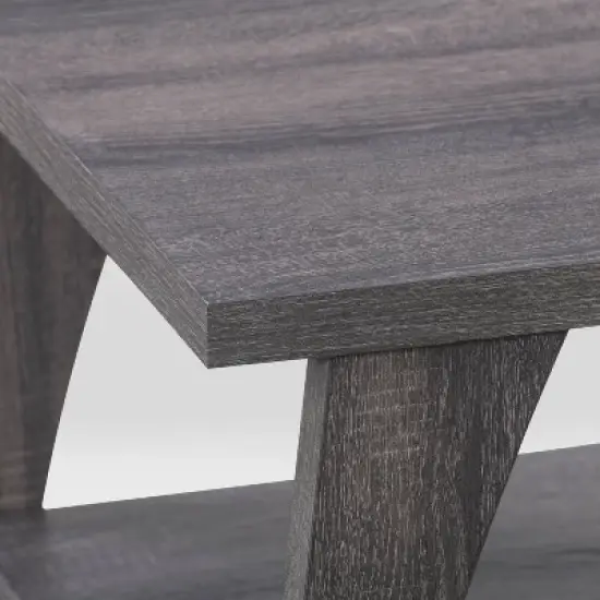 Hollywood Side Table with Lower Shelf Dark Gray - CorLiving image {3}