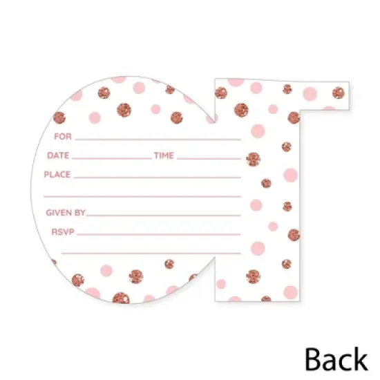 Big Dot of Happiness 10th Pink Rose Gold Birthday - Shaped Fill-In Invitations - Happy Birthday Party Invitation Cards with Envelopes - Set of 12 image {3}