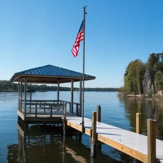 Yescom Universal Flag Pole Holder Deck Mount Bracket for Outside Fit 1" to 2 3/8" Pole Black image {1}