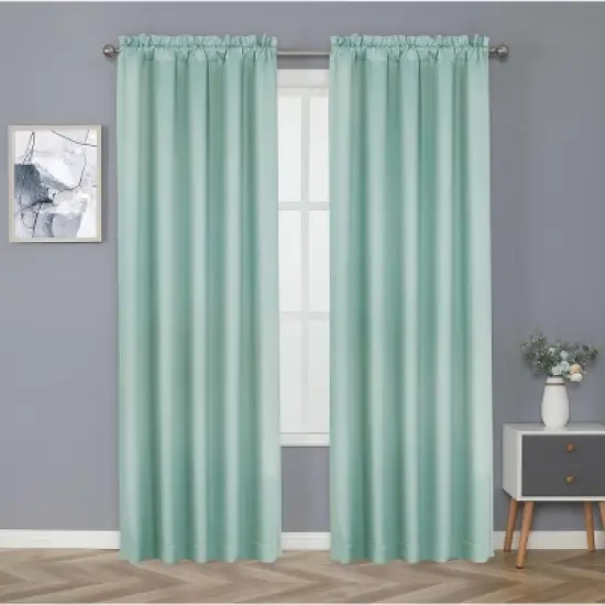 Kate Aurora Basic Drape Light Filtering Woven Jacquard Thermal Single Rod Pocket Window Curtain Panel image {10}
