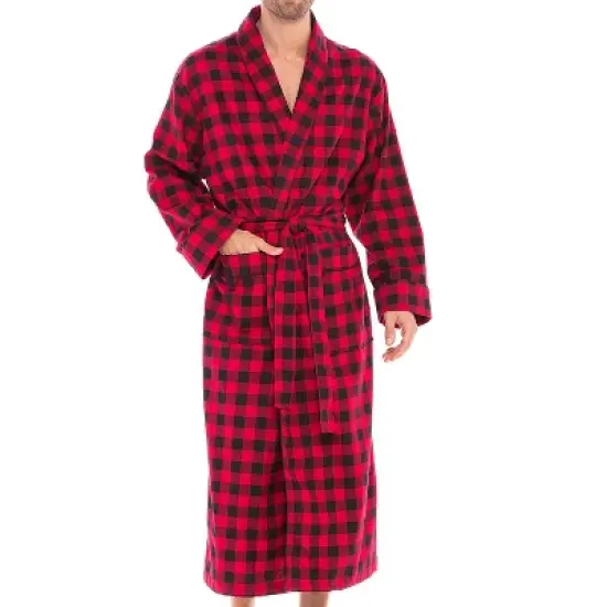 Men's Lightweight Flannel Robe, Soft Cotton image {2}
