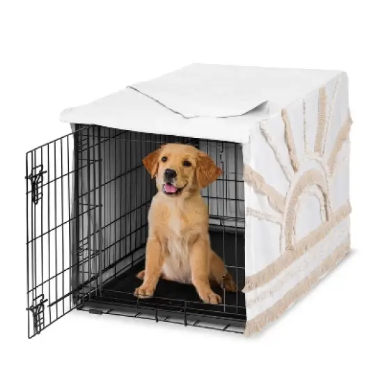 Sweet Jojo Designs Dog Crate Kennel Cover 36in. Tufted Sun Ivory and Beige image {6}