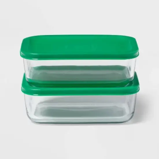 4pc (set of 2) 4c Rectangular Glass Food Storage Container Set - Room Essentials&trade; image {3}