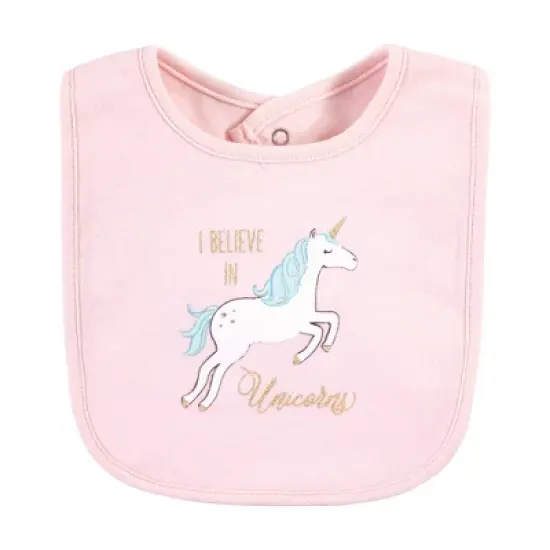 Hudson Baby Infant Girl Cotton Bibs, Glitter Unicorn, One Size image {2}