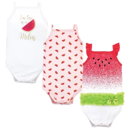 Little Treasure Baby Girl Cotton Bodysuits 3pk, Watermelon image {4}