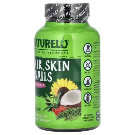 NATURELO Hair, Skin & Nails With Biotin & Collagen, 60 Capsules image {3}
