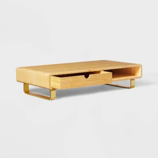 Monitor Riser with USB and Wireless Charging Brown - Threshold&trade; image {3}