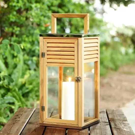 Alenna 21.25" Indoor/Outdoor Lantern - PLT4079 - Light Brown - Safavieh image {1}