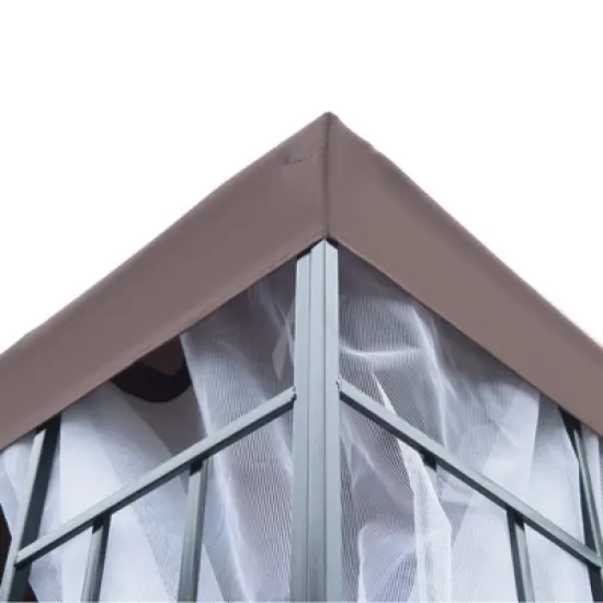 Outsunny 10'x10' Outdoor Gazebo, Double Tiered Canopy Tent with Mosquito Netting, and Steel Frame for Patio, Backyards and Parties, Coffee image {5}