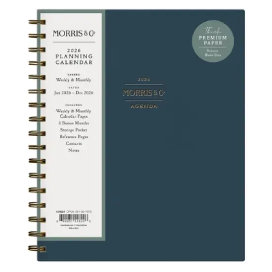 Morris & Co. by Blue Sky 7"x9" 2026&nbsp;Weekly/Monthly Wirebound Planner Hardcover Inky Fingers Bookcloth image {2}