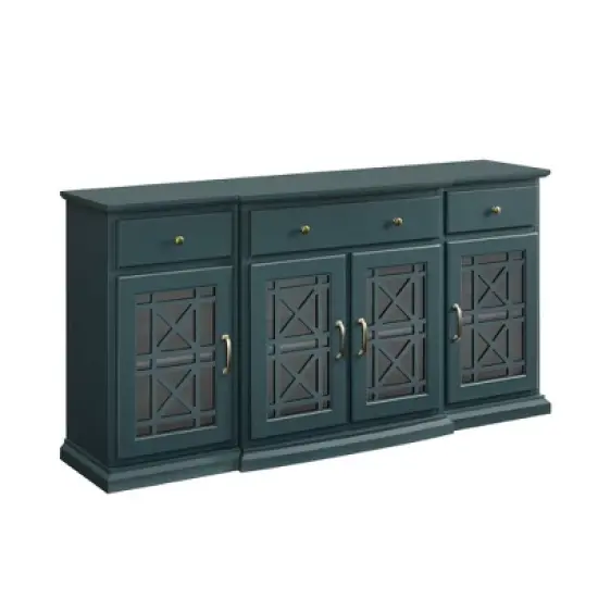Selma Transitional 3 Tiered Ornate Fretwork Door Sideboard - Saracina Home image {6}