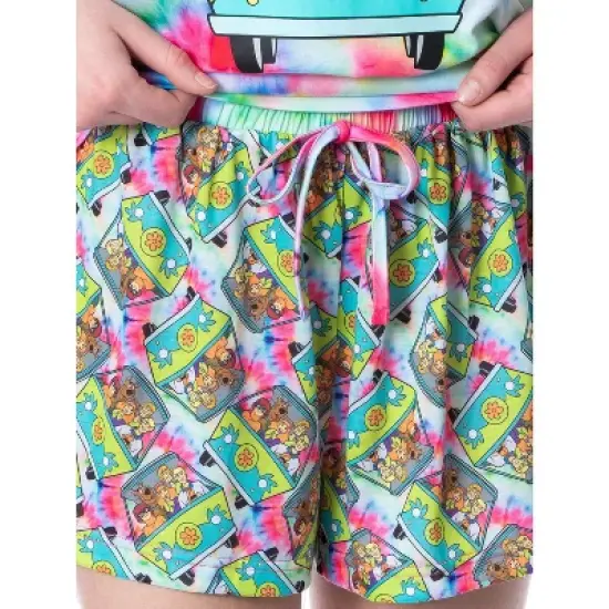 Scooby-Doo Womens' Mystery Machine Tie Dye Sleep Pajama Set Short Multicolored image {3}