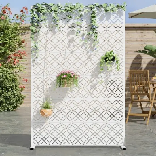 72" H&times;47"W Dovelina Black Metal Planter Box with Trellis Privacy Screen for Caf&eacute; Patio,Garden & Balconies image {7}