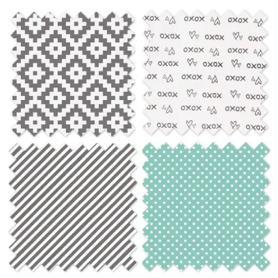 Bacati - Love Aztec Design/Print Gray Mint 4 pc Crib Bedding Set with Diaper Caddy image {7}