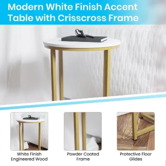 Flash Furniture Hampstead Collection End Table - Modern Laminate Accent Table with Crisscross Frame image {2}