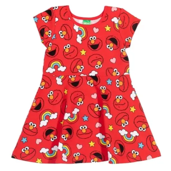 Sesame Street Elmo French Terry Short Sleeve Dress Scrunchy Set Red image {2}