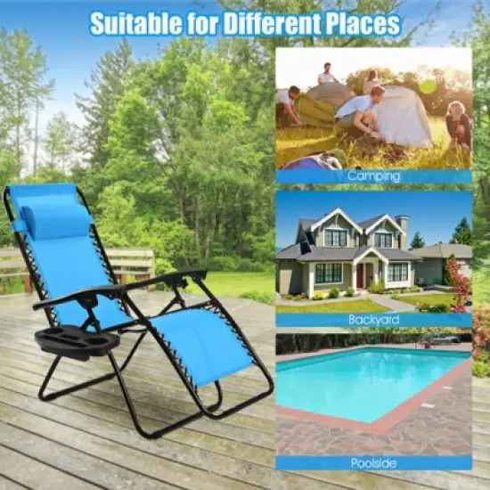 Tangkula 2PC Zero Gravity Chair Adjustable Recliners Textiliene image {8}