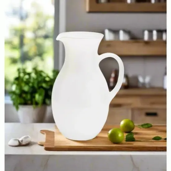 Classic Touch White Glass Pitcher, 8.5"H image {2}