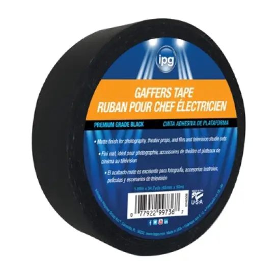 IPG 1.88 in. W X 60 yd L Black Gaffer's Tape image {1}