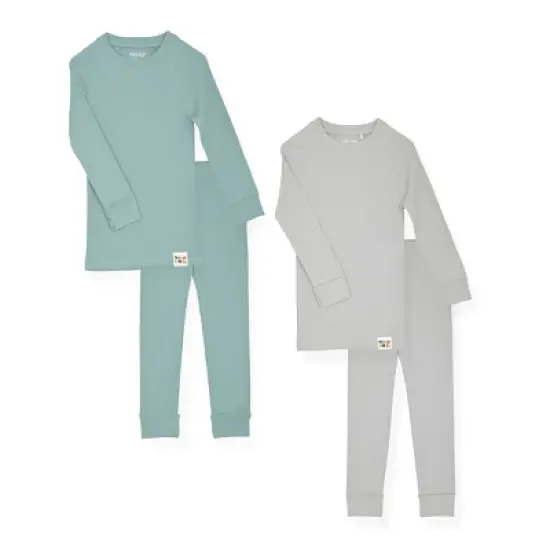Sleep On It 100% Organic Cotton 4Pc Ribbed Knit Snug Fit Pajama Set image {3}