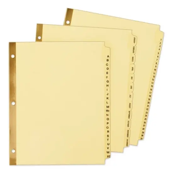 Avery Preprinted Laminated Tab Dividers with Gold Reinforced Binding Edge, 25-Tab, A to Z, 11 x 8.5, Buff, 1 Set image {4}
