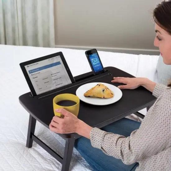 BirdRock Home Portable Sit or Stand Desk with Storage Drawer and Media Slot - Espresso image {1}