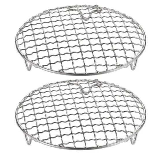 Unique Bargains Stainless Steel Round Cross Wire Barbecue Grill with Legs image {37}