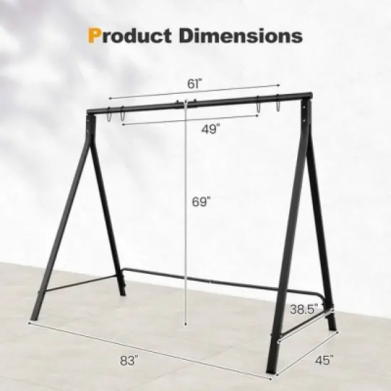 Costway Outdoor Porch Swing Frame Patio Metal Swing Stand with A-Shaped Structure image {2}