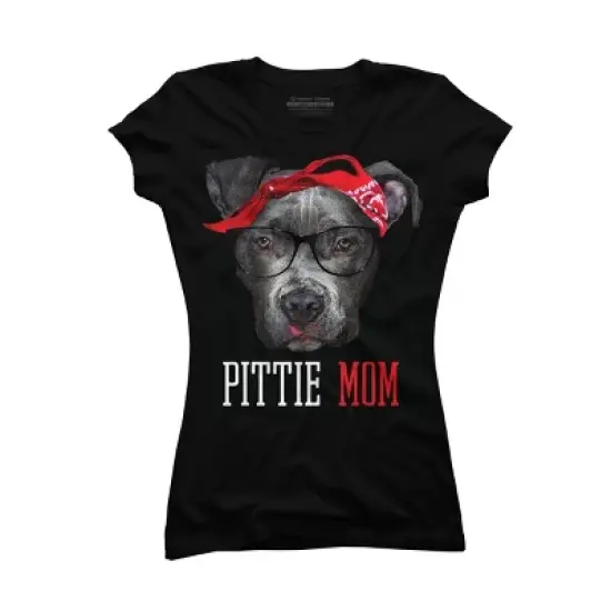 Junior's Design By Humans Mother's Day Pittie Mom Pitbull Dog Lovers By dandingroz T-Shirt image {2}