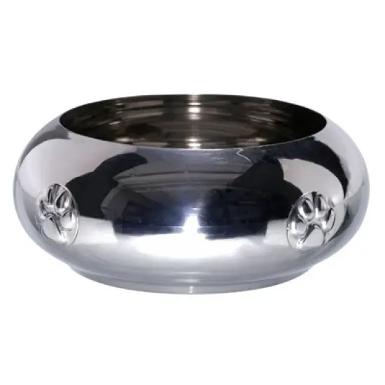 Unspill-a-Bowl&reg; Stainless Steel Dog Bowl - Paws Pattern | No Spill, Long Ears, Slow Feeding, & Travel Bowl image {4}