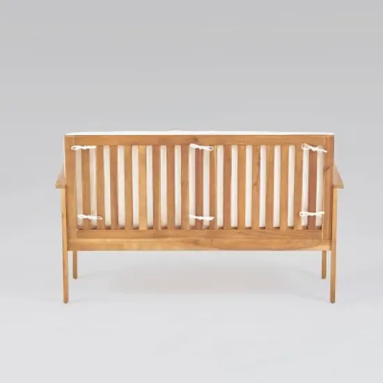 Luciano 8pc Acacia Wood Modern Chat Set - Brown Patina/Cream - Christopher Knight Home image {5}