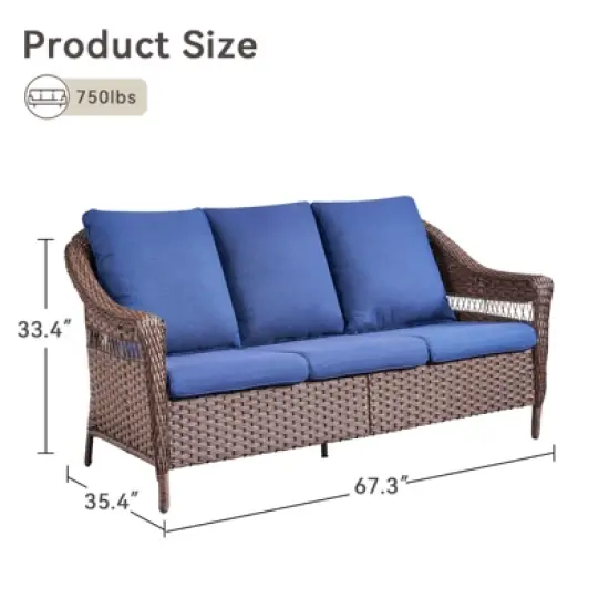 Buenhomino Outdoor Couch Wicker Patio Sofa image {2}