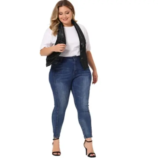 Agnes Orinda Women's Plus Size Velvet Vintage Jacquard Steampunk Lapel Collar Button Fashion Vests image {2}