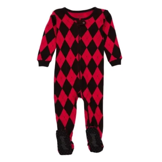 Leveret Footed Cotton Argyle Christmas Pajamas image {5}