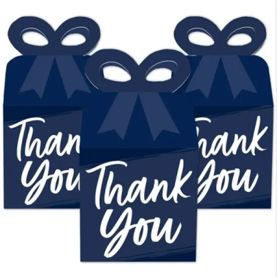 Big Dot of Happiness Navy Blue Elegantly Simple - Square Favor Gift Boxes - Guest Party Favors Bow Boxes - Set of 12 image {1}