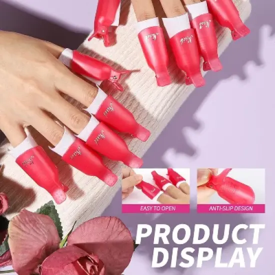 Nail Polish Remover Tools Kit &ndash; Nail Clips, Remover Bottle,Cotton Pads, Nail Brush, Cuticle Pusher, Nail File & Buffer Block image {5}