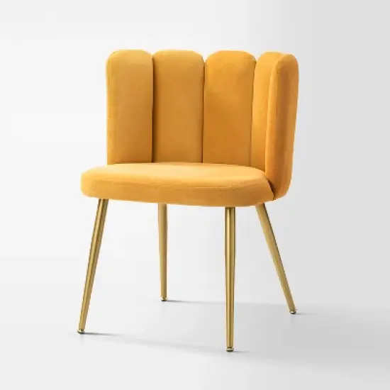 Barbara Contemparary Velvet Vanity Stool for Makeup Room, Moden Accent Side Chairs for Living Room with Shell Back and Golden Metal Legs | ARTFUL LIVING DESIGN image {21}