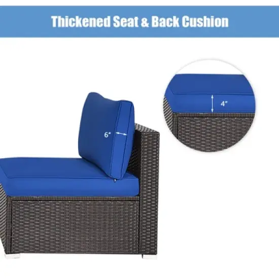 Tangkula 2PCS Patio Sectional Armless Sofas Rattan Furniture Set Outdoor w/ Cushions image {3}