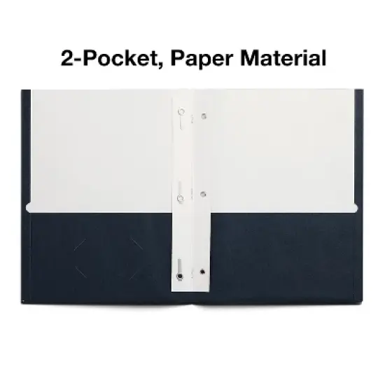 Staples Paper 2-Pocket Folders with Fasteners Navy 25/Box (50780/27547-CC) ST27547 image {2}