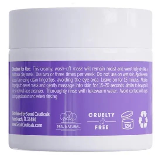 Seoul Ceuticals Korean Skin Care Cleansing Face Mask Cream - Korean Face Mask Skincare K Beauty Face Masks Contains Lavender + Lemon Peel, 2oz image {4}