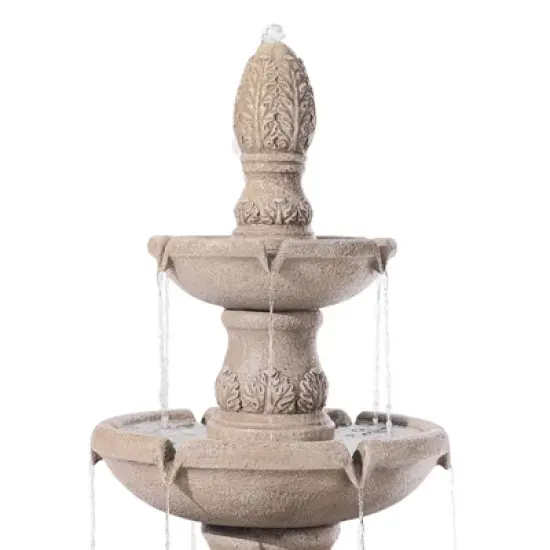 Domanico 57" High Large Italian Indoor Outdoor Decor Sand Stone Floor Fountain Waterfall 3-Tier Outside Garden Patio Yard Backyard image {6}