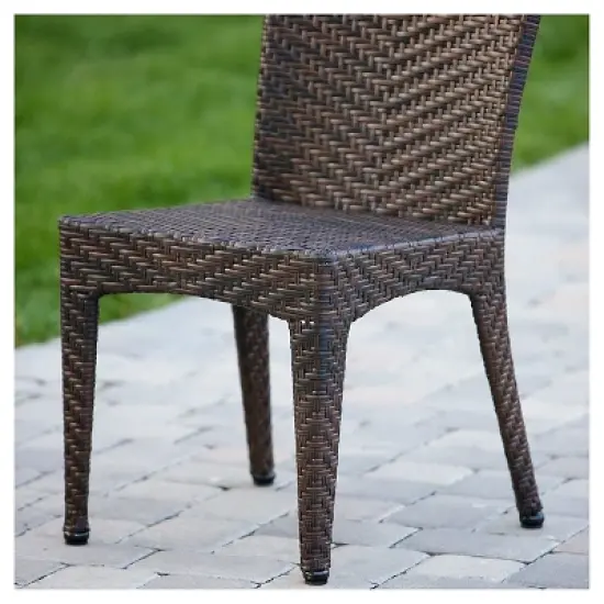 Brooke Set of 2 Wicker Patio Chairs - Multi Brown - Christopher Knight Home image {3}