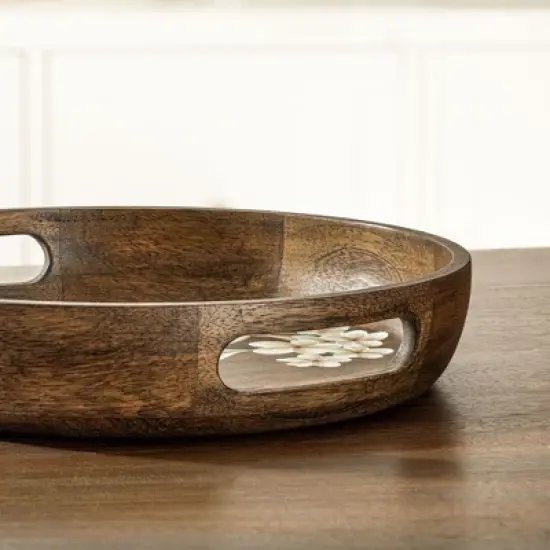 Frangipani Circular Wooden Tray image {2}